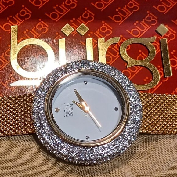 BURGI -  Ladies Argyle Dial Swarovski Crystal Glamor Mesh Bracelet Watch - Picture 3 of 12